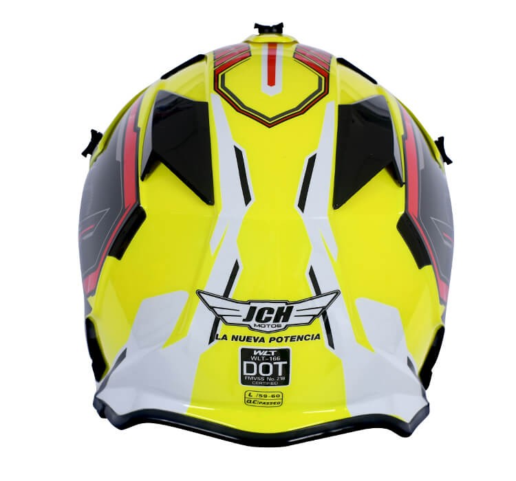 Vista trasera de CASCO MOTOCROSS JCH MOTOS AMARILLO